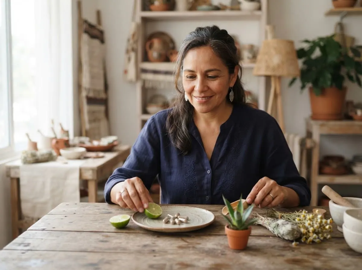 Profesional mexicana en un entorno de bienestar natural